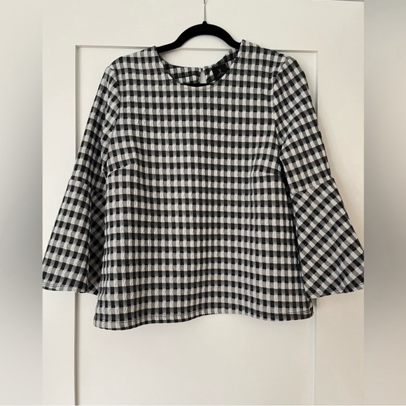 Black and white checkered Blouse with wide sleeves - Picture 1 of 4